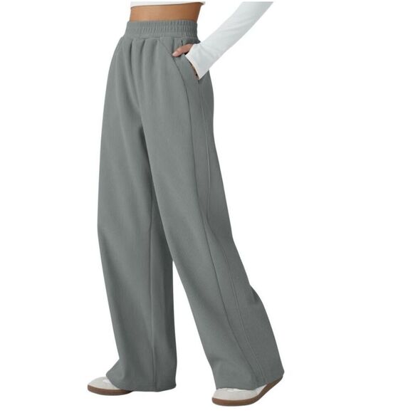 NWT Halara Gray High Waisted Side Pocket Straight Mop Corduroy Casual Pants XLP - Picture 11 of 11